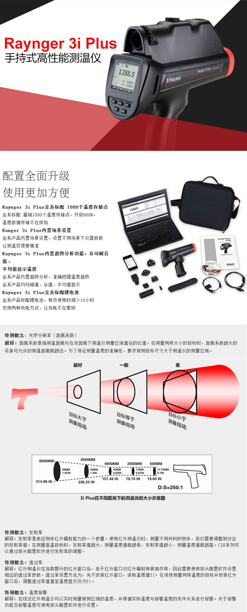 雷泰RAY3IPLUS2M手持紅外測溫儀圖片