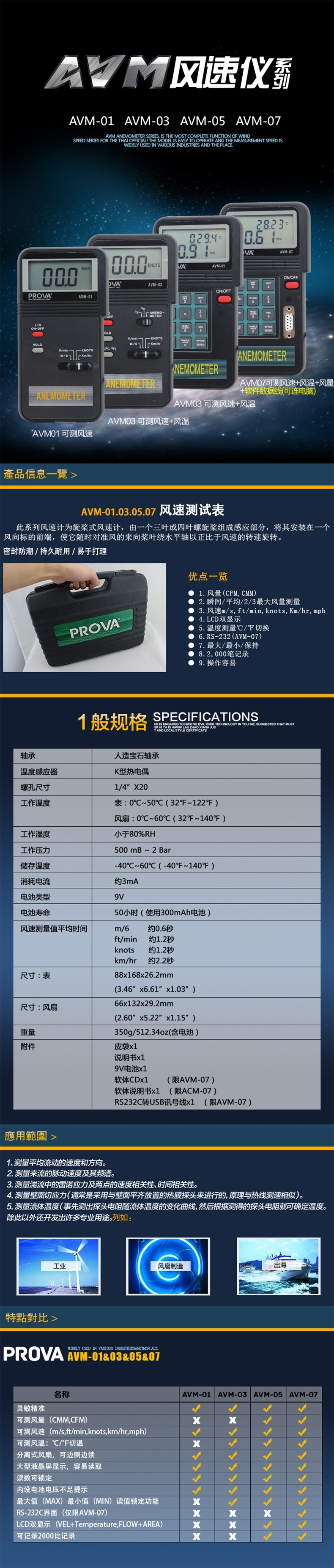 臺(tái)灣泰仕AVM-07記憶式風(fēng)速計(jì)溫度計(jì)圖片1