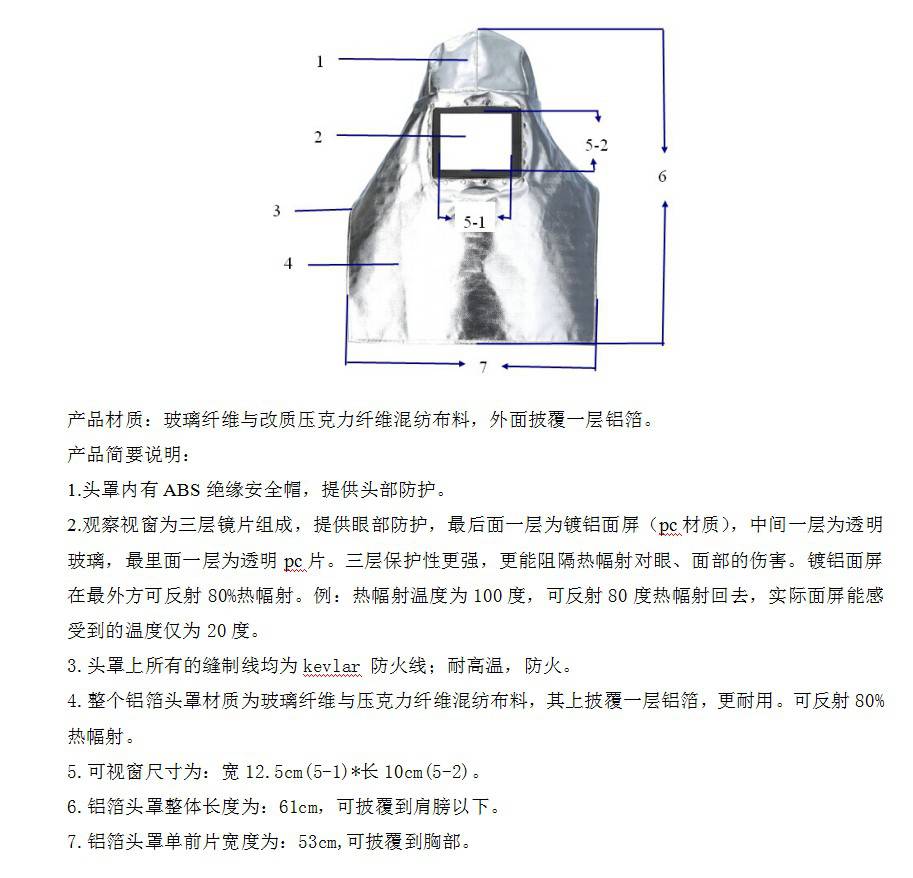 藍鷹AL1C芳綸碳纖鋁箔布隔熱頭罩圖片1